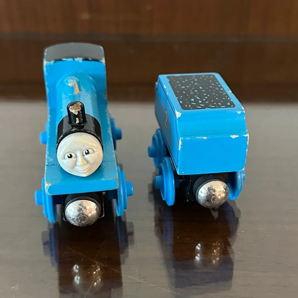 Thomas Wooden Railway Edward the Blue Engine No 2 Train and Tender 1994 Vintage